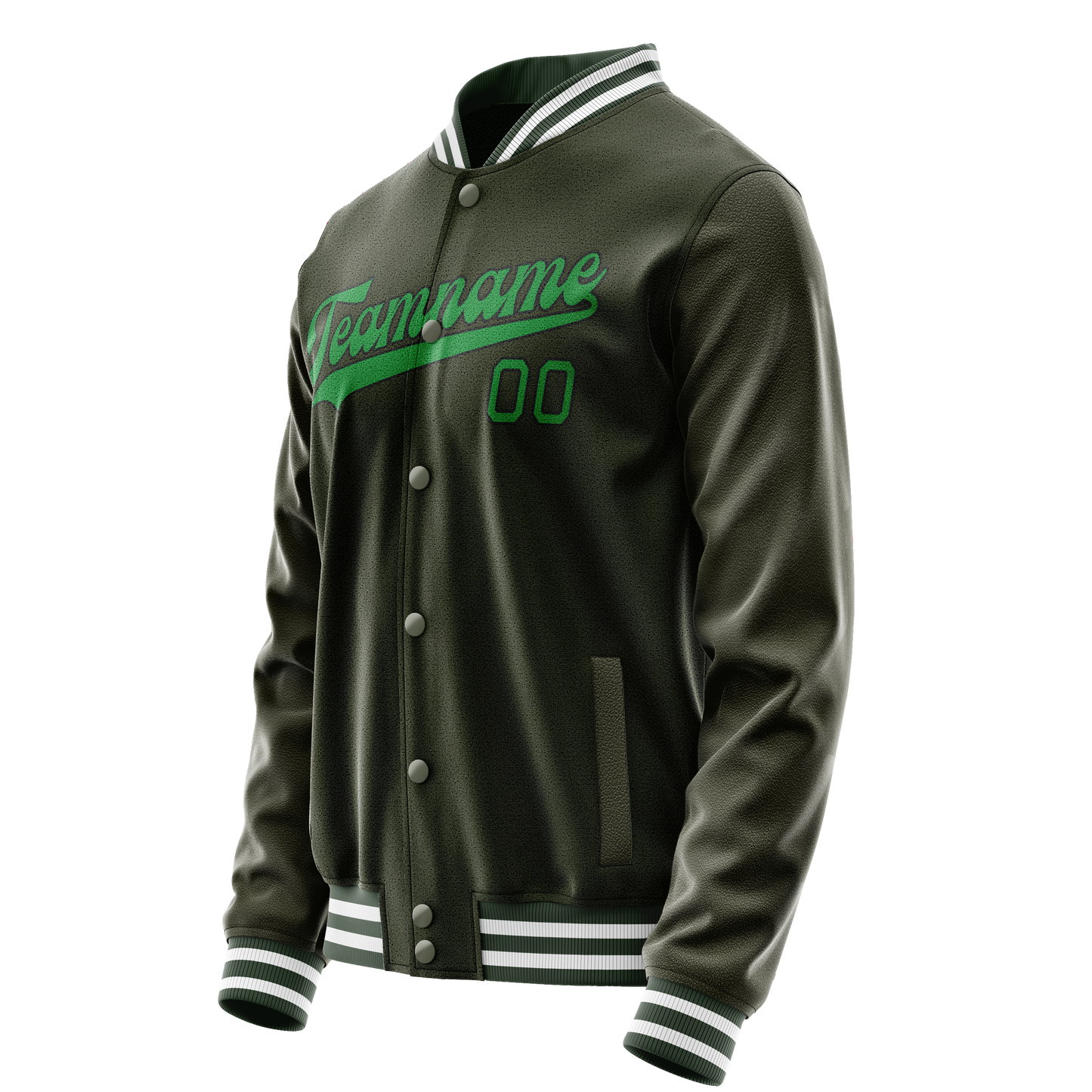 Custom Olive Neon-Green Solid Color Varsity Letterman Jacket