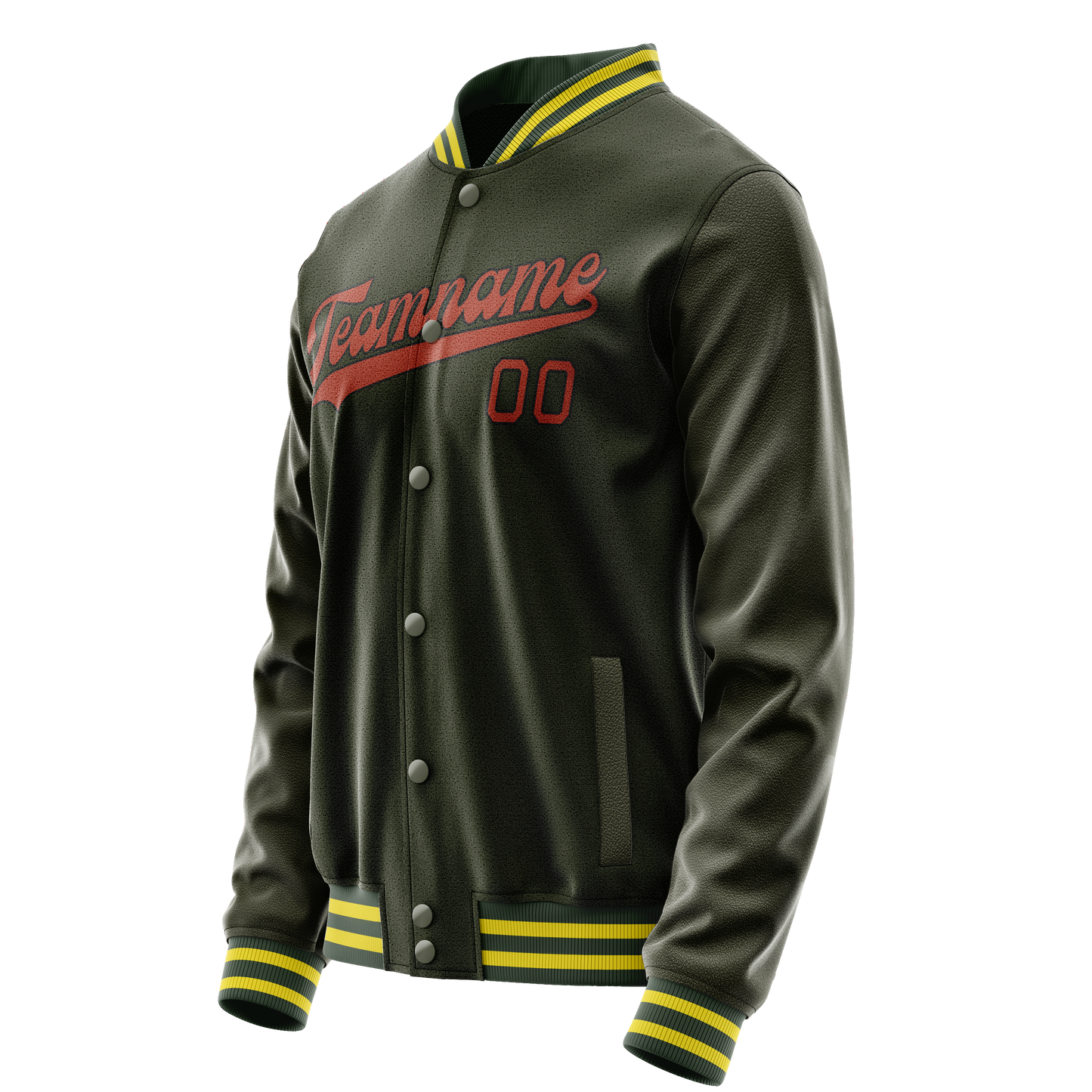 Custom Olive Orange Solid Color Varsity Letterman Jacket