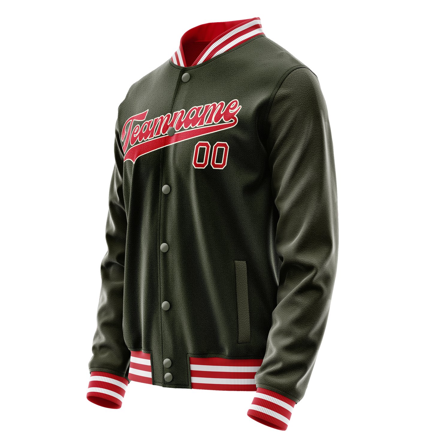 Custom Olive Red Solid Color Varsity Letterman Jacket