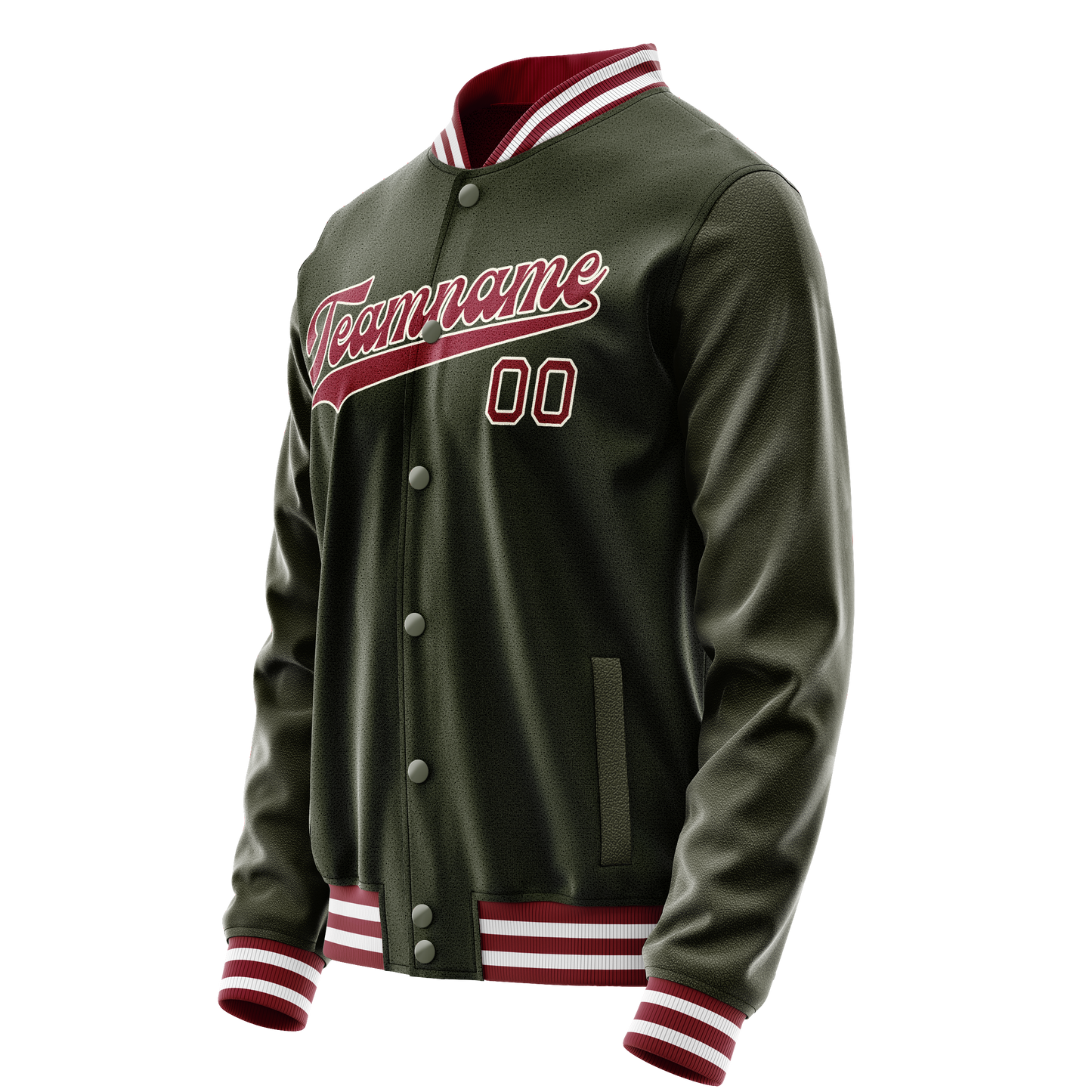 Custom Olive Red Solid Color Varsity Letterman Jacket