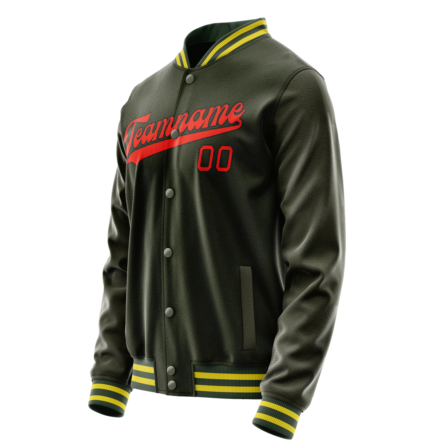 Custom Olive Orange Solid Color Varsity Letterman Jacket