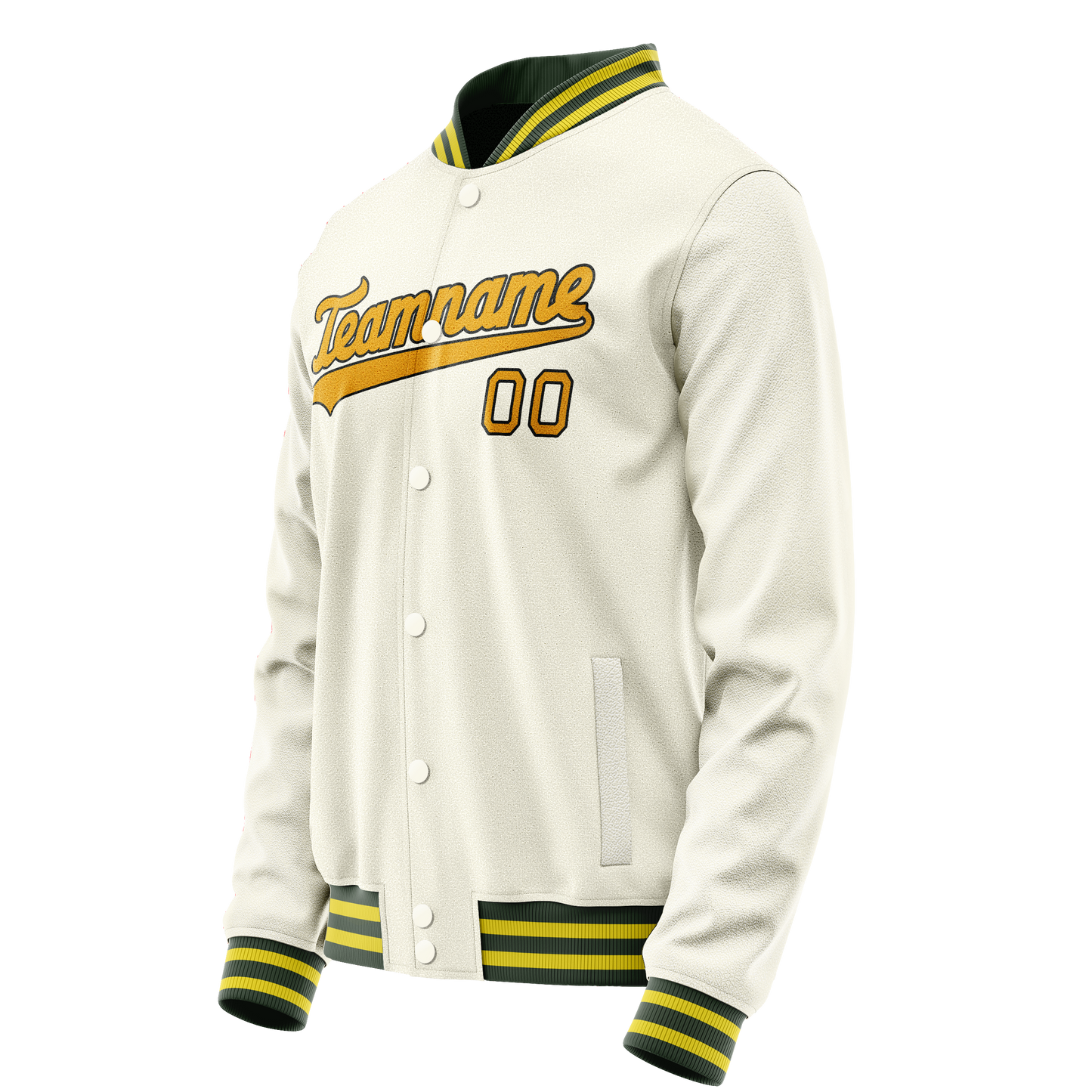 Custom Cream Gold Solid Color Varsity Letterman Jacket