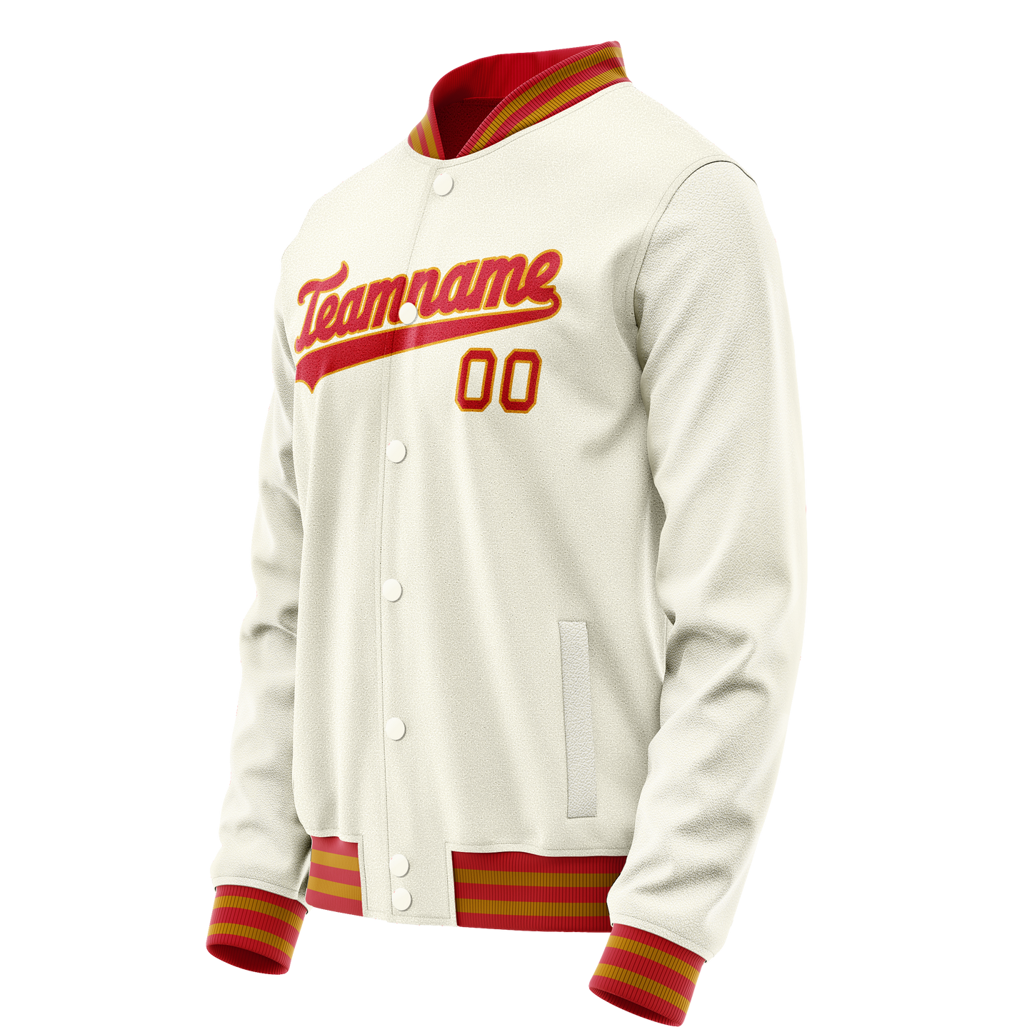 Custom Cream Orange Solid Color Varsity Letterman Jacket