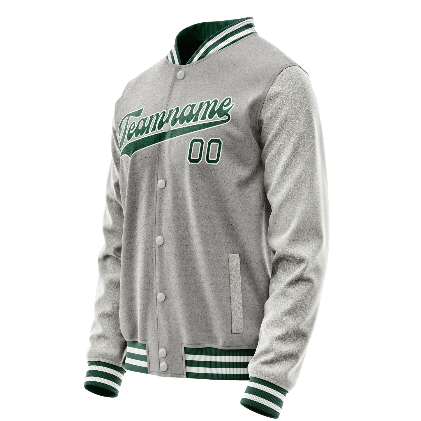 Custom Gray Kelly-Green Solid Color Varsity Letterman Jacket