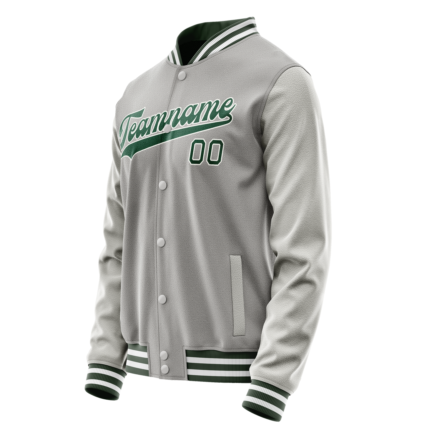 Custom Gray Kelly-Green Solid Color Varsity Letterman Jacket
