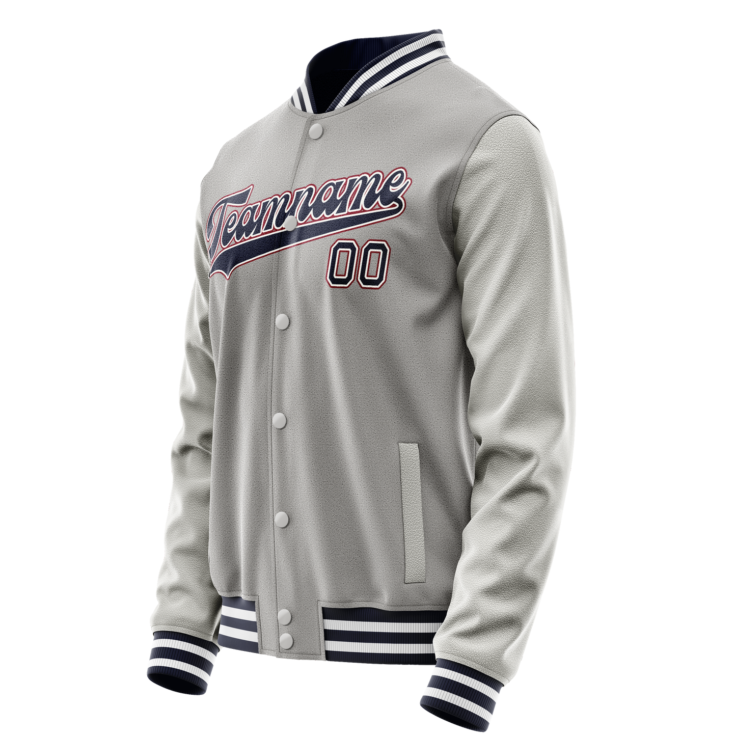 Custom Gray Royal Solid Color Varsity Letterman Jacket