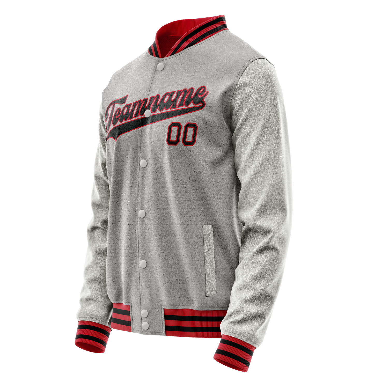 Custom Gray Black Solid Color Varsity Letterman Jacket