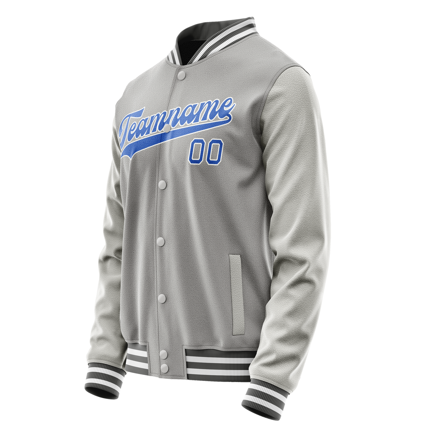 Custom Gray Light-Blue Solid Color Varsity Letterman Jacket
