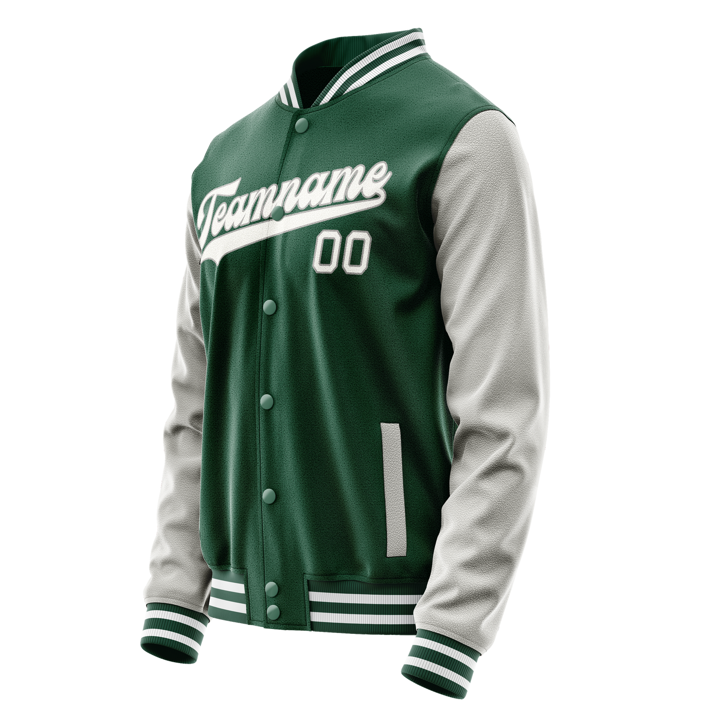Custom Kelly-Green Gray Solid Color Varsity Letterman Jacket