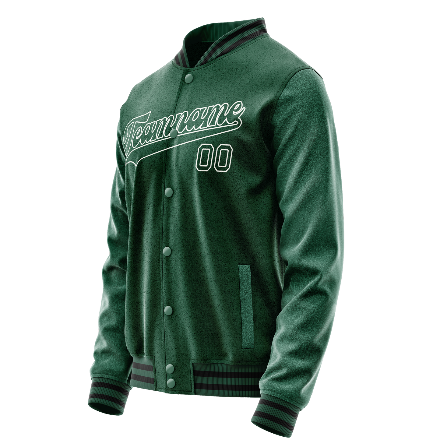 Custom Kelly-Green White Solid Color Varsity Letterman Jacket