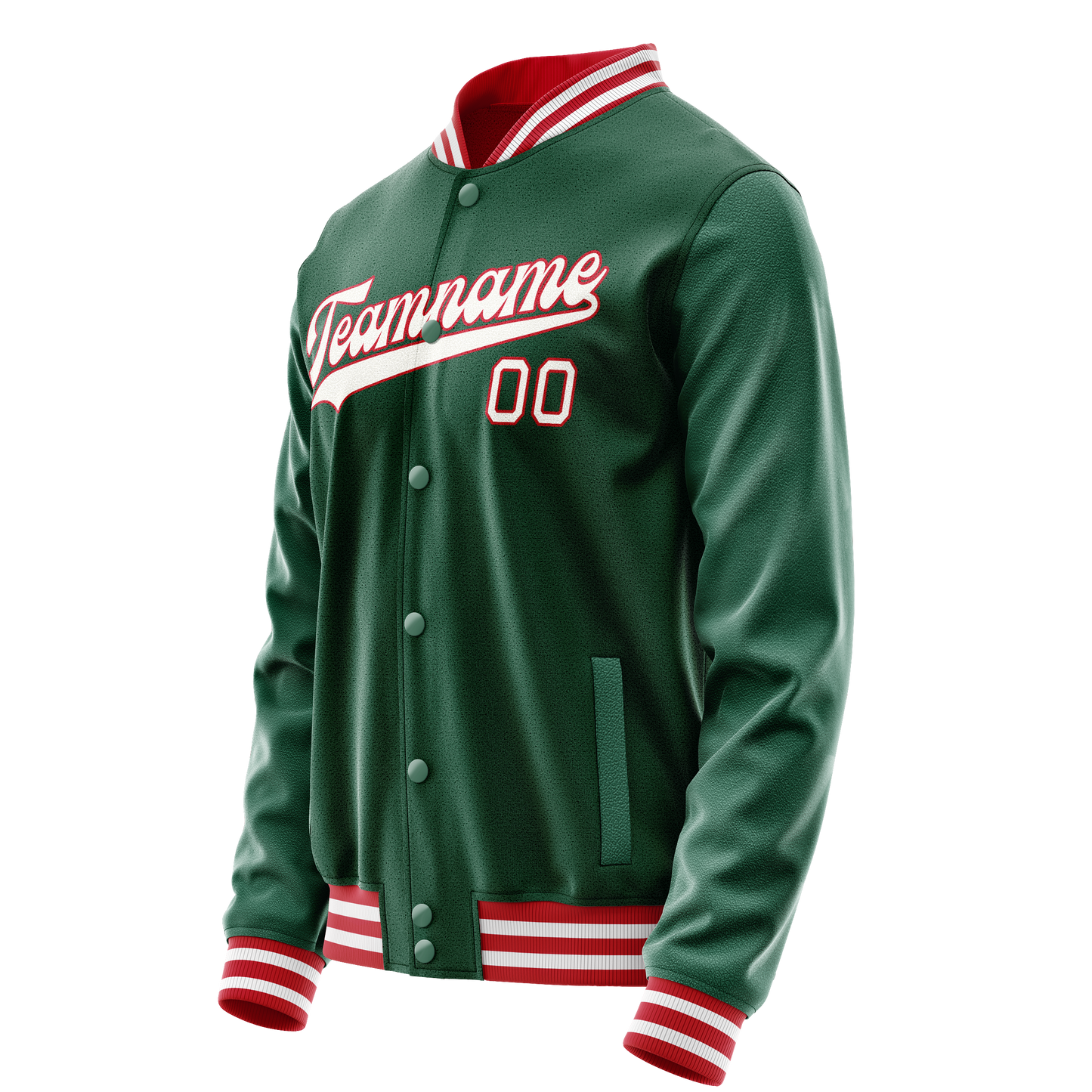Custom Kelly-Green White Solid Color Varsity Letterman Jacket