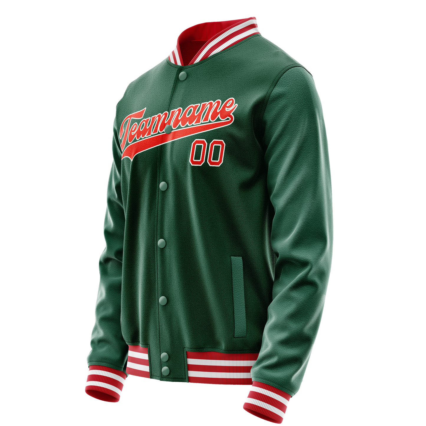 Custom Kelly-Green Orange Solid Color Varsity Letterman Jacket