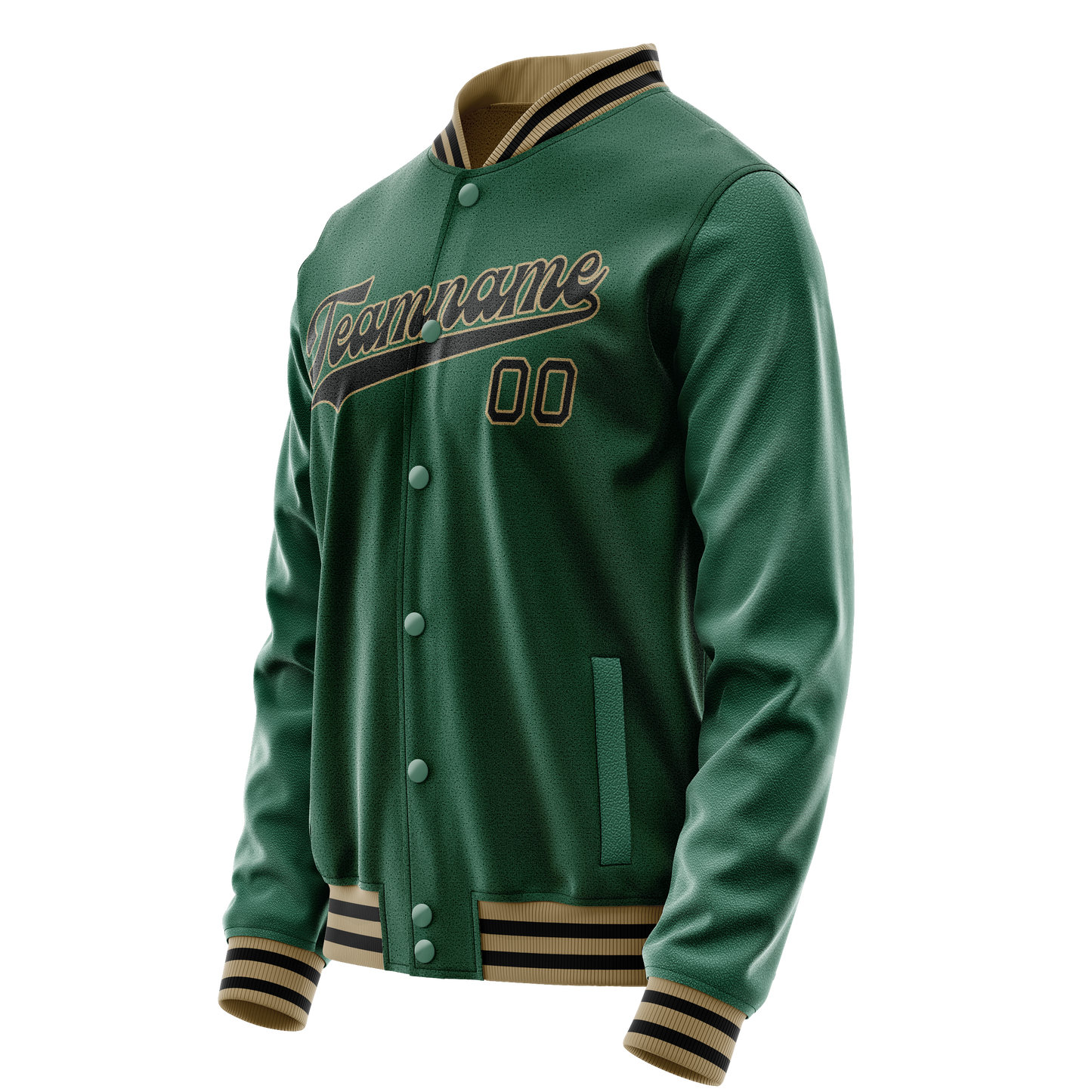 Custom Kelly-Green Black Solid Color Varsity Letterman Jacket