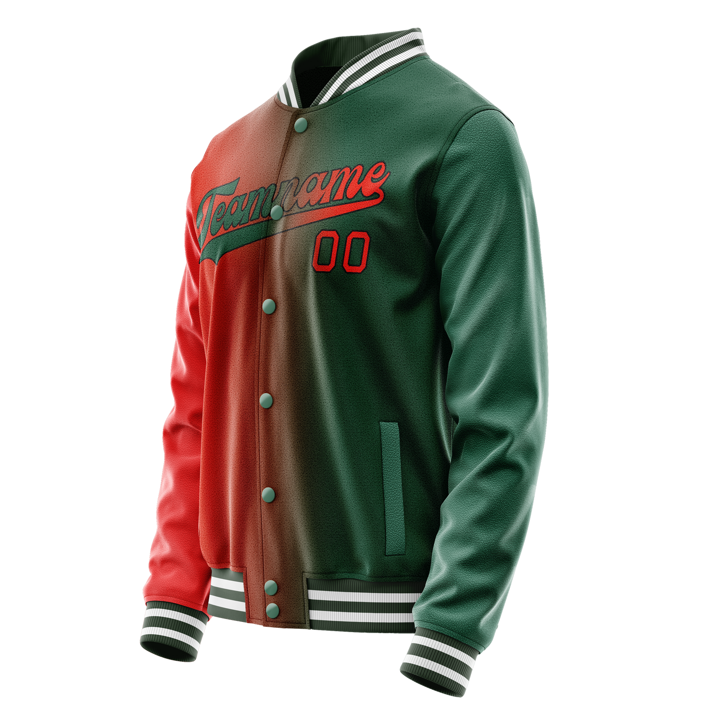 Custom Kelly-Green Orange Gradient Varsity Letterman Jacket