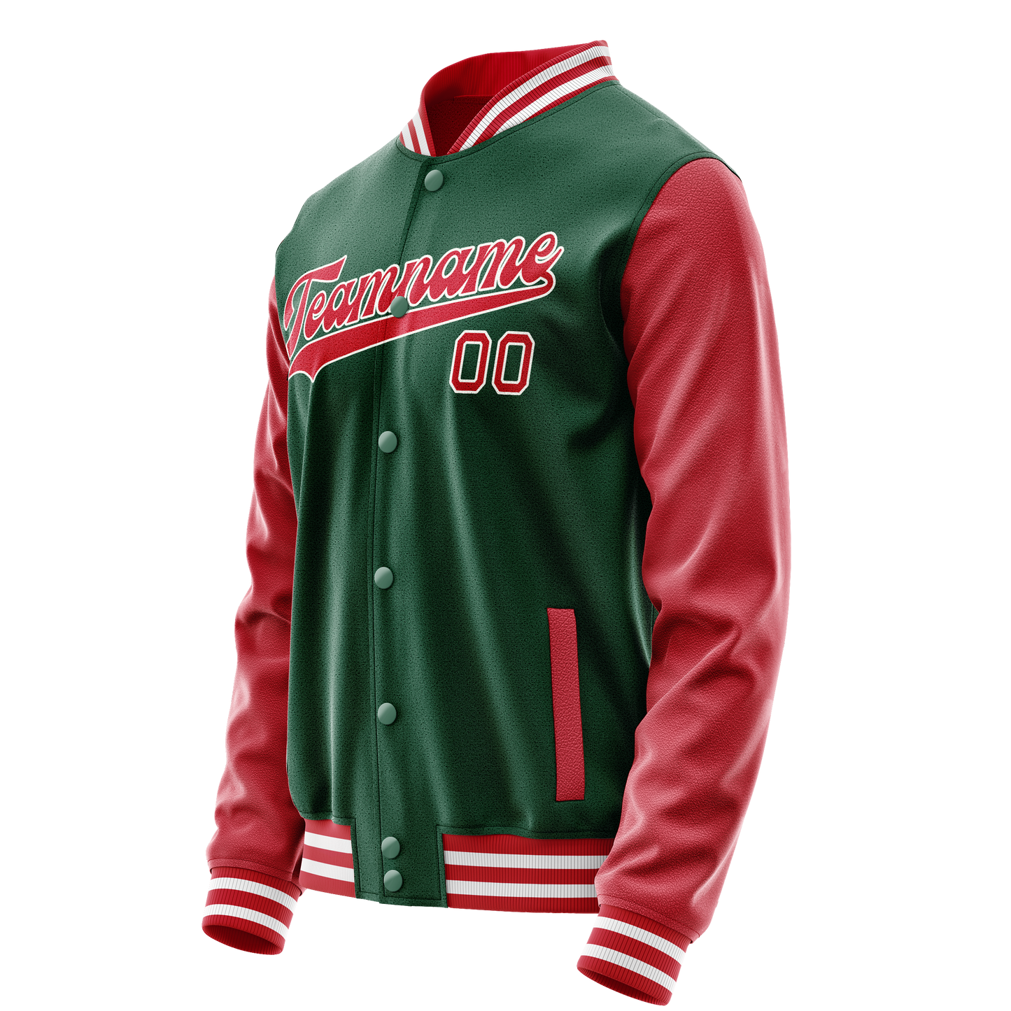 Custom Kelly-Green Texas-Orange Solid Color Varsity Letterman Jacket