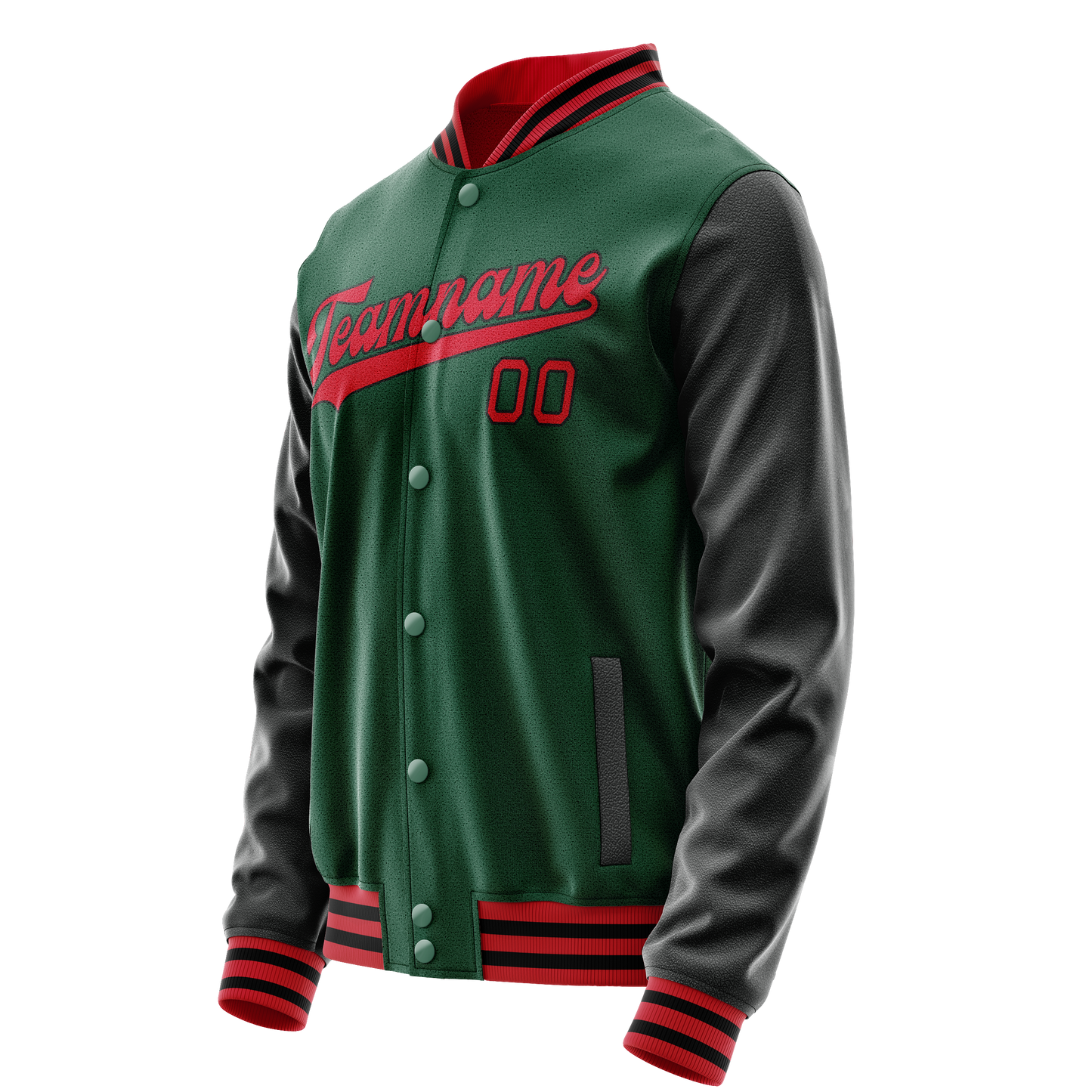 Custom Kelly-Green Black Solid Color Varsity Letterman Jacket