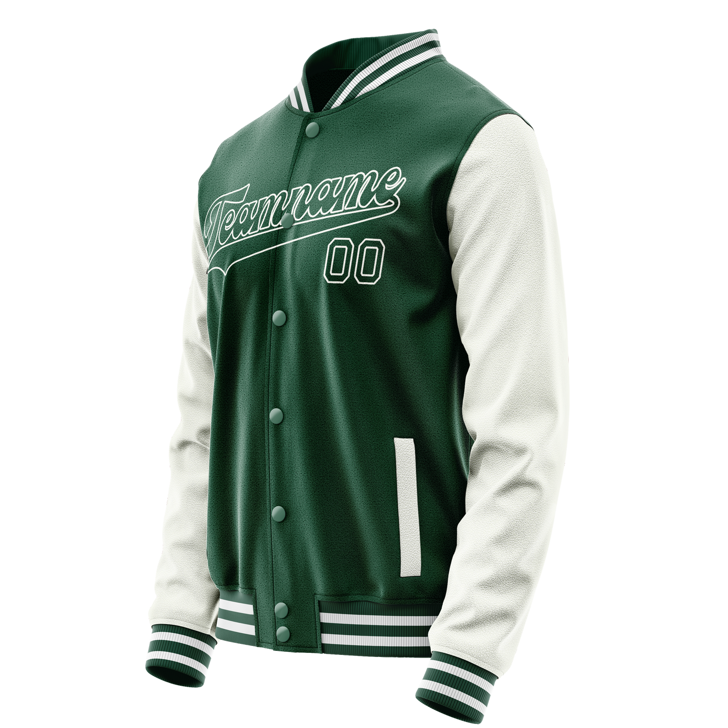 Custom Kelly-Green White Solid Color Varsity Letterman Jacket
