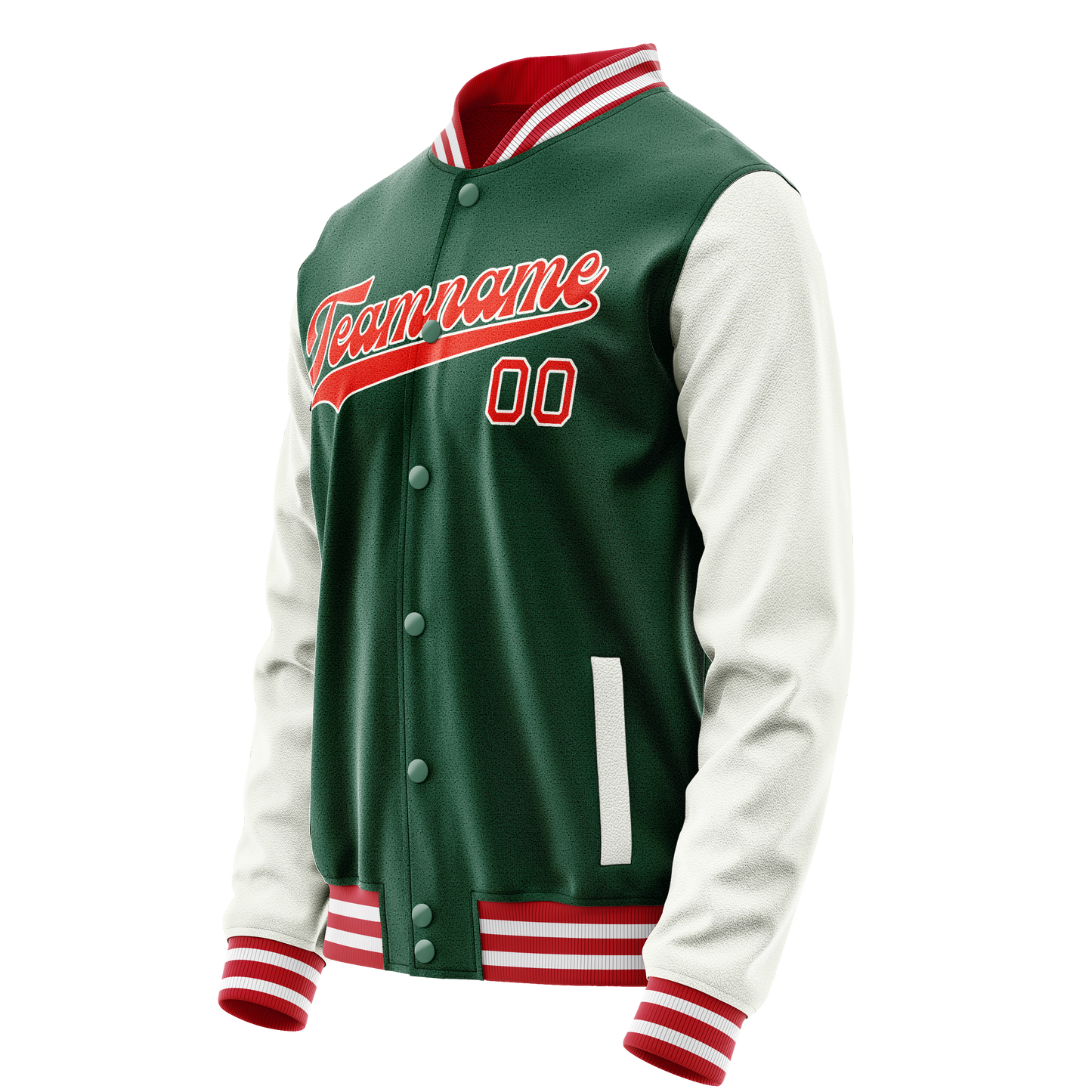 Custom Kelly-Green White Solid Color Varsity Letterman Jacket