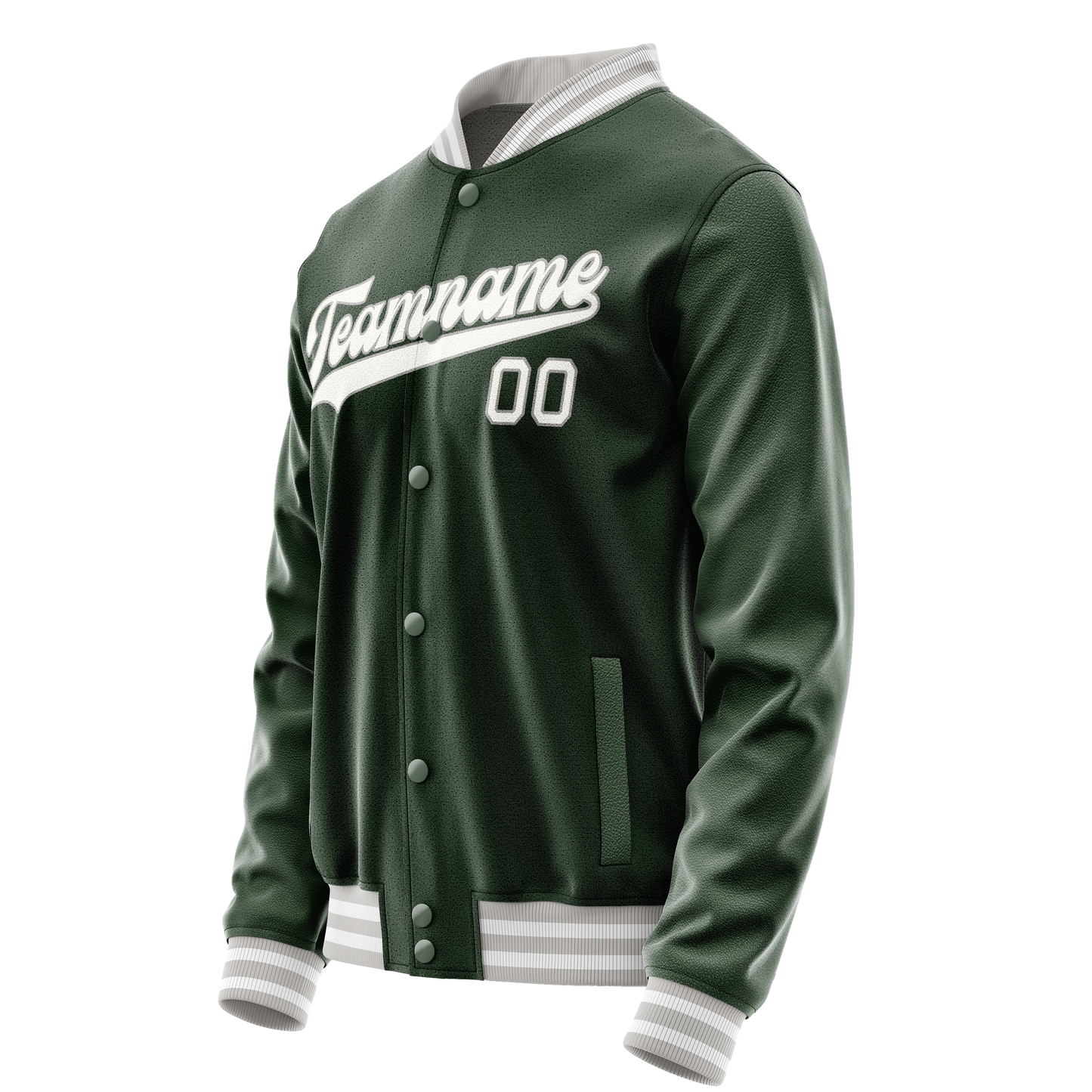 Custom Green Gray Solid Color Varsity Letterman Jacket