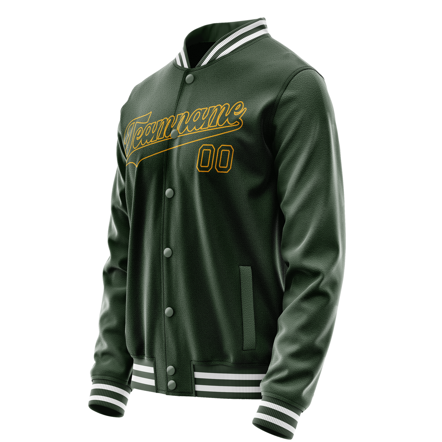 Custom Green Gold Solid Color Varsity Letterman Jacket