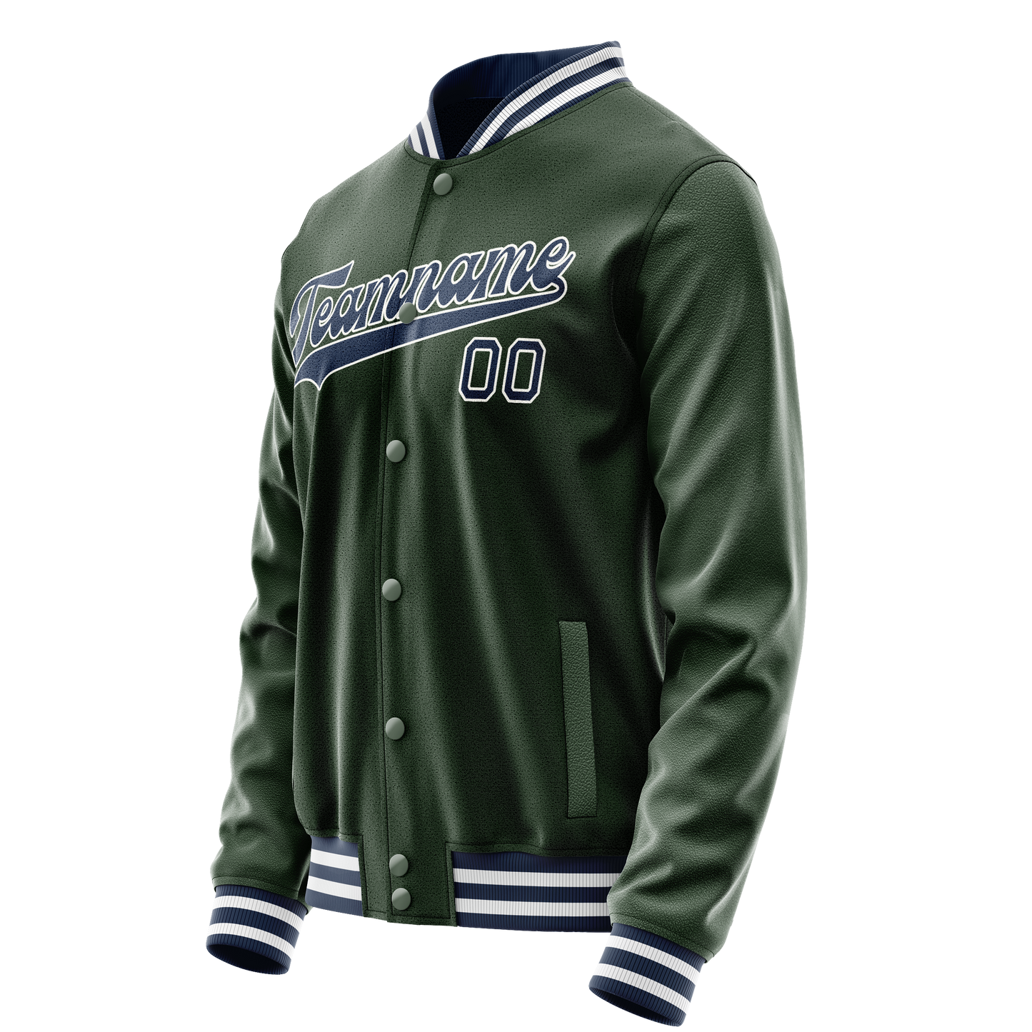 Custom Green Navy Solid Color Varsity Letterman Jacket