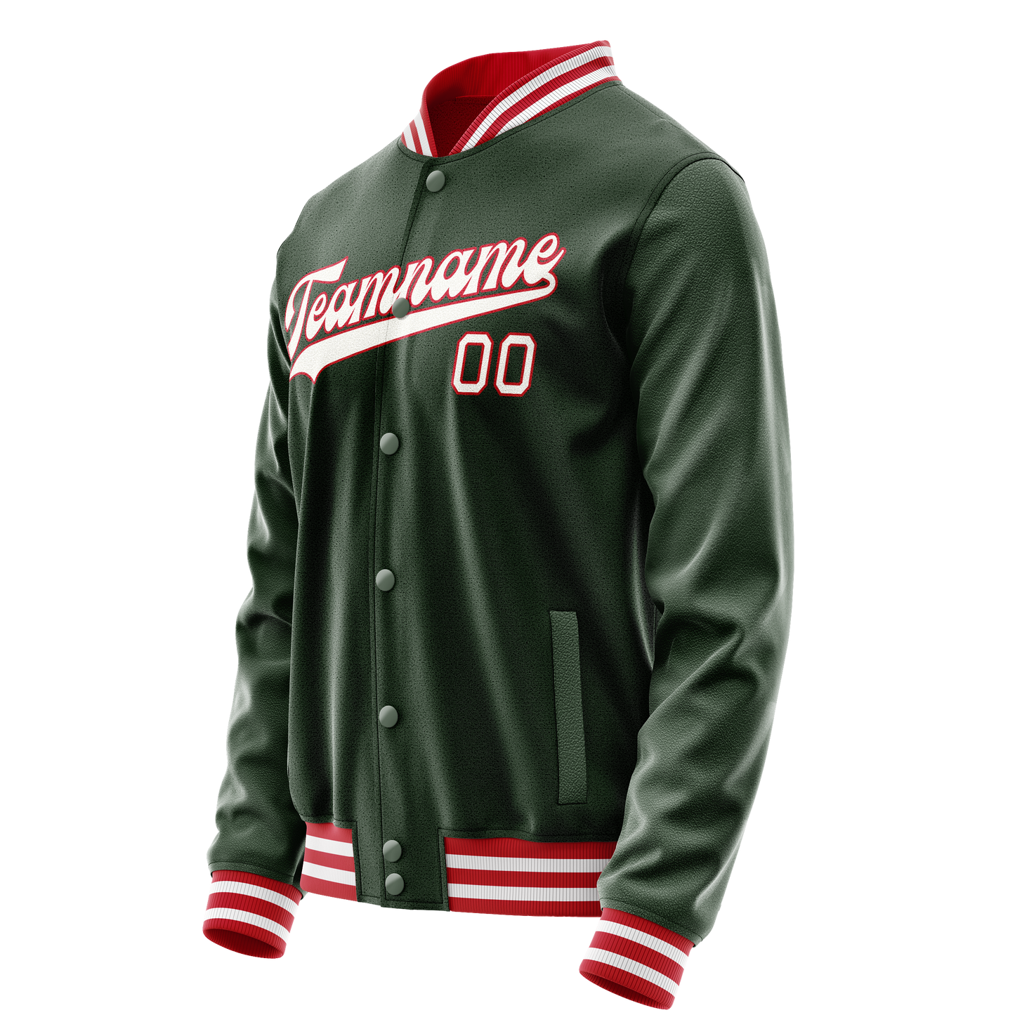 Custom Green White Solid Color Varsity Letterman Jacket
