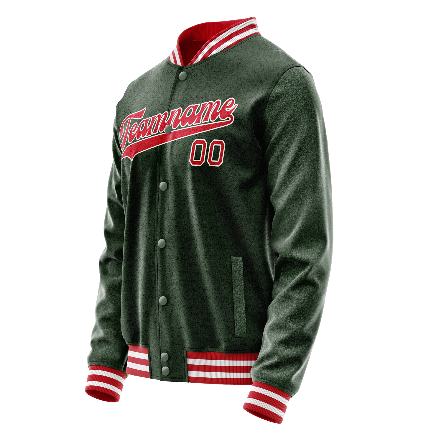 Custom Green Red Solid Color Varsity Letterman Jacket