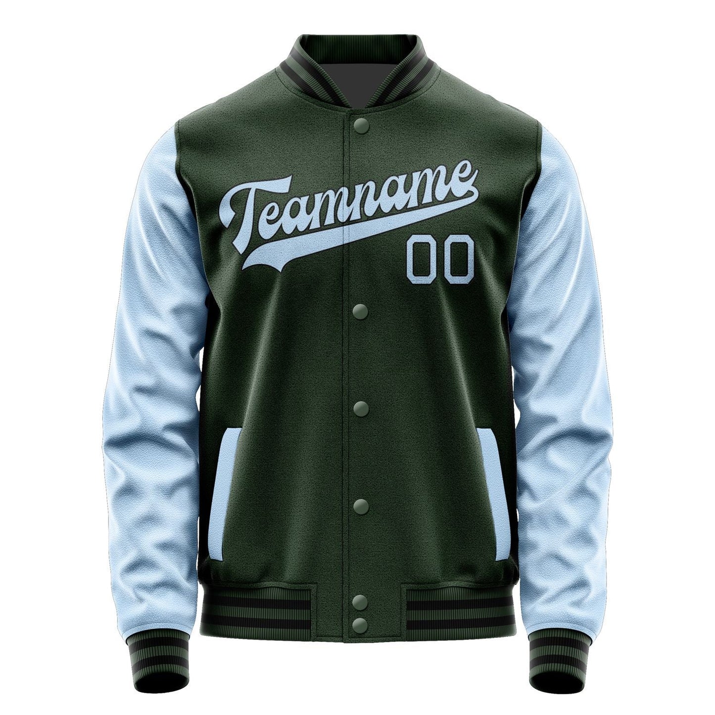 Custom Dark Green Light Blue Jacket JA0606080617B31708