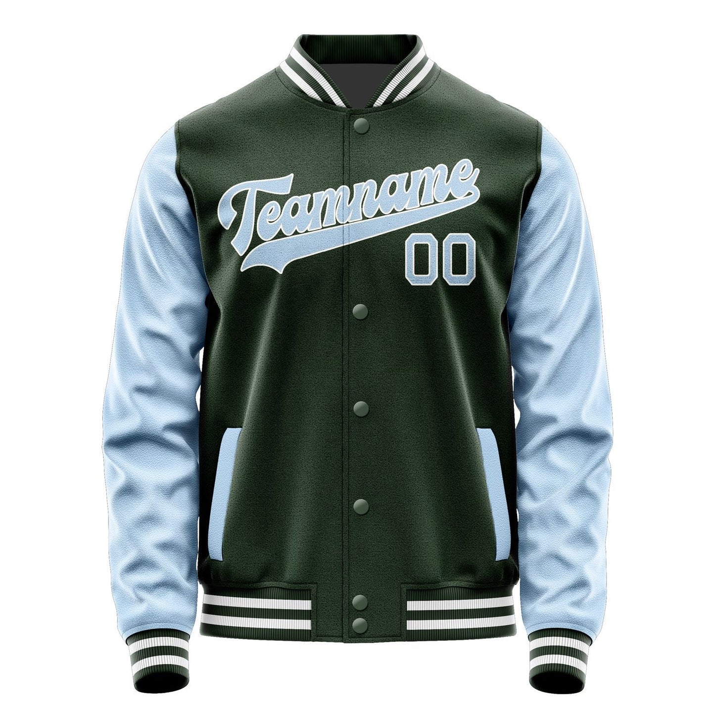 Custom Dark Green Light Blue Jacket JA0606080618B31808