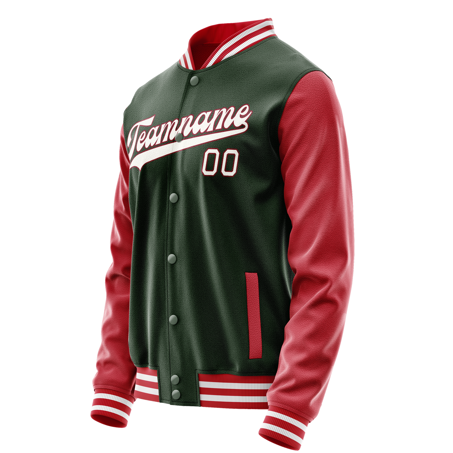 Custom Green Crimson Solid Color Varsity Letterman Jacket