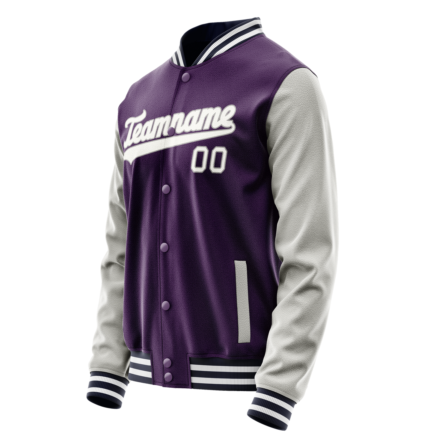 Custom Purple Gray Solid Color Varsity Letterman Jacket
