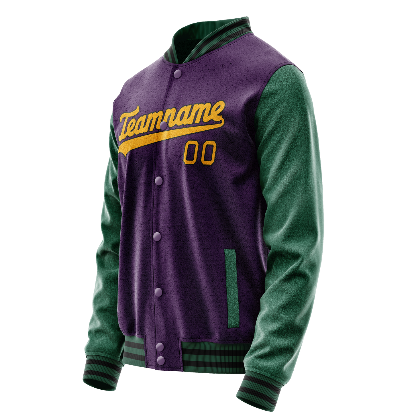 Custom Purple Kelly-Green Solid Color Varsity Letterman Jacket