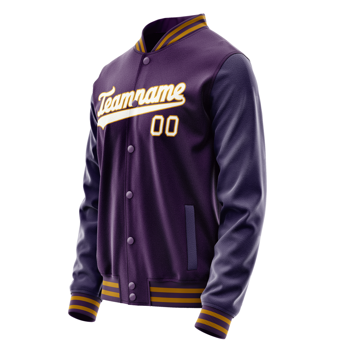 Custom Purple White Solid Color Varsity Letterman Jacket