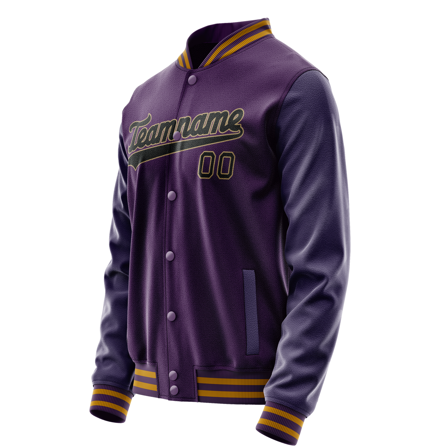 Custom Purple Black Solid Color Varsity Letterman Jacket