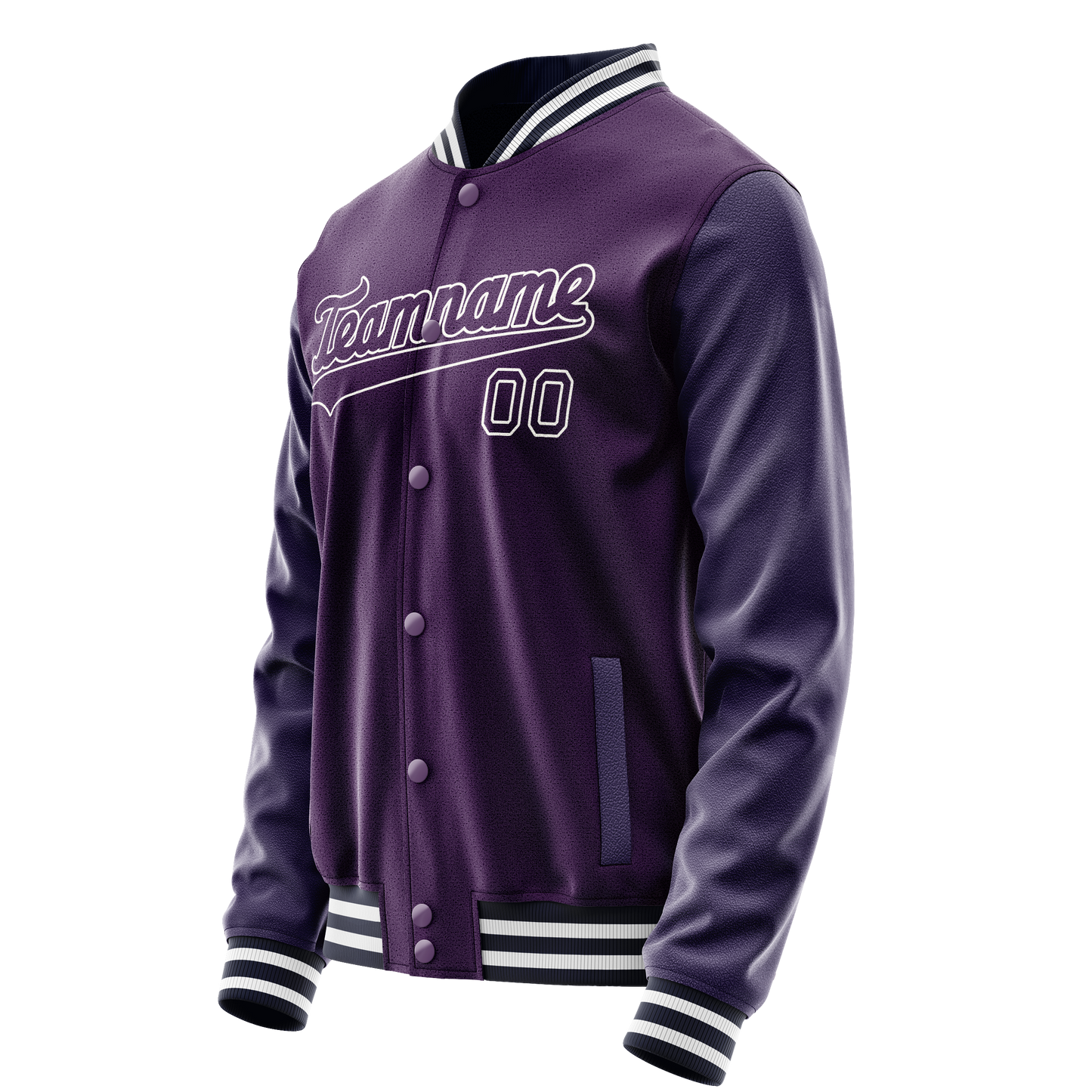 Custom Purple White Solid Color Varsity Letterman Jacket