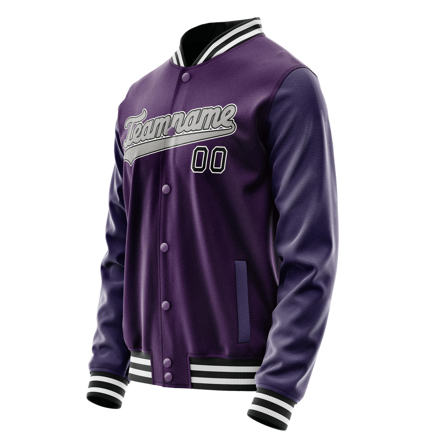 Custom Purple Black Solid Color Varsity Letterman Jacket