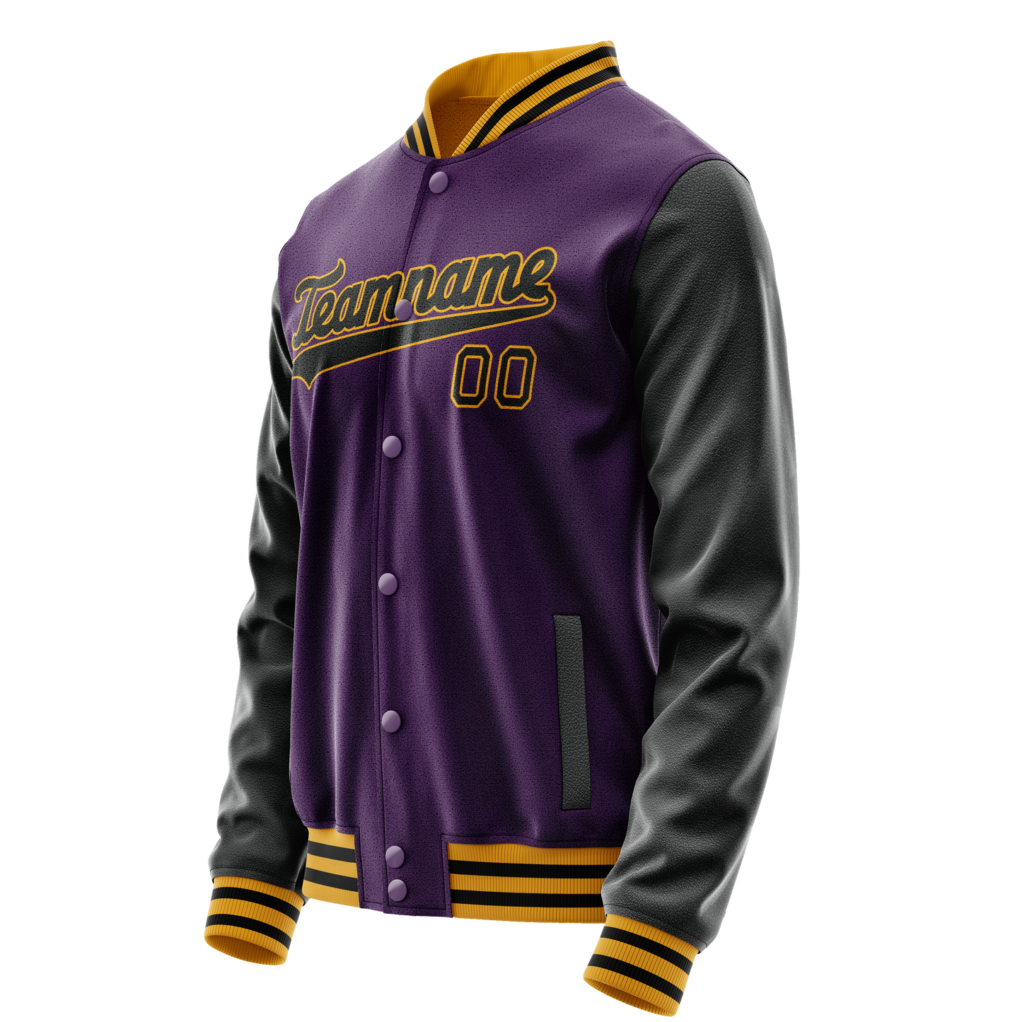 Custom Purple Black Solid Color Varsity Letterman Jacket