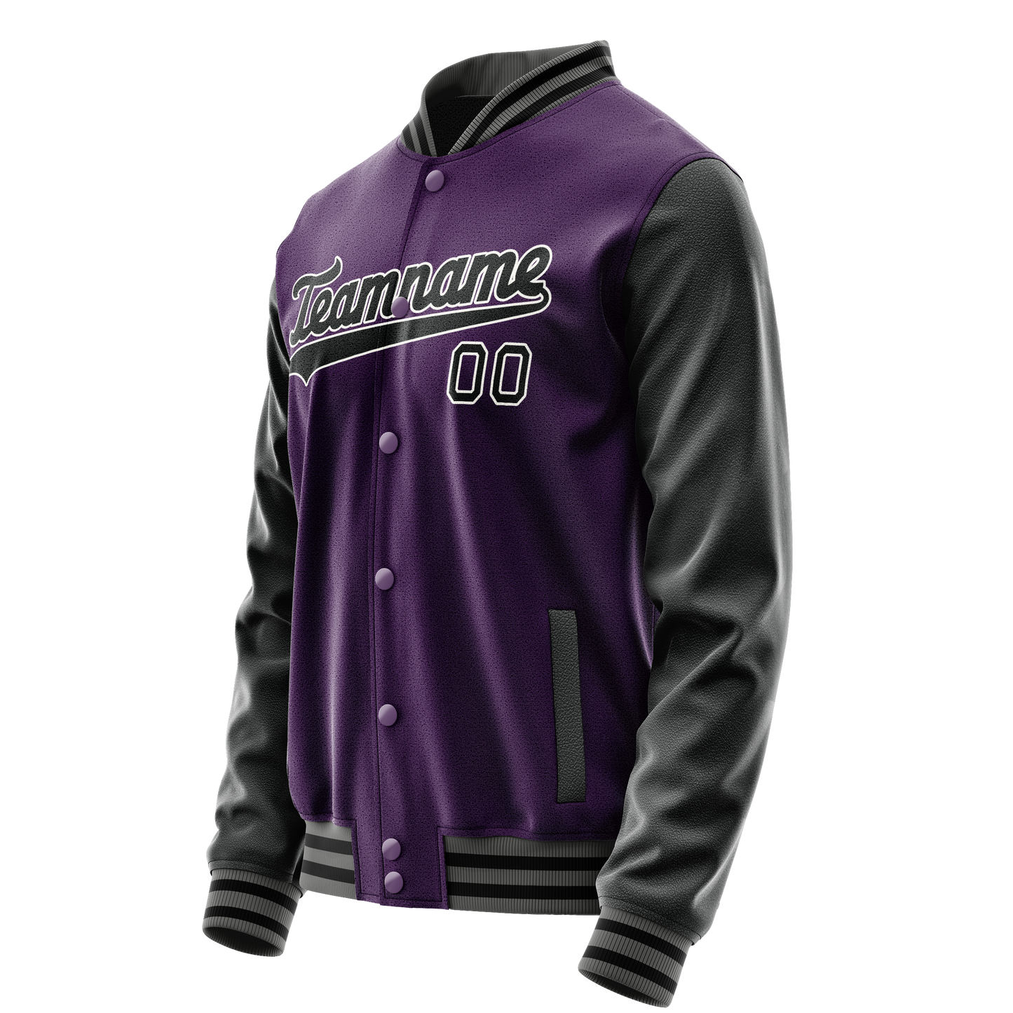 Custom Purple Black Solid Color Varsity Letterman Jacket