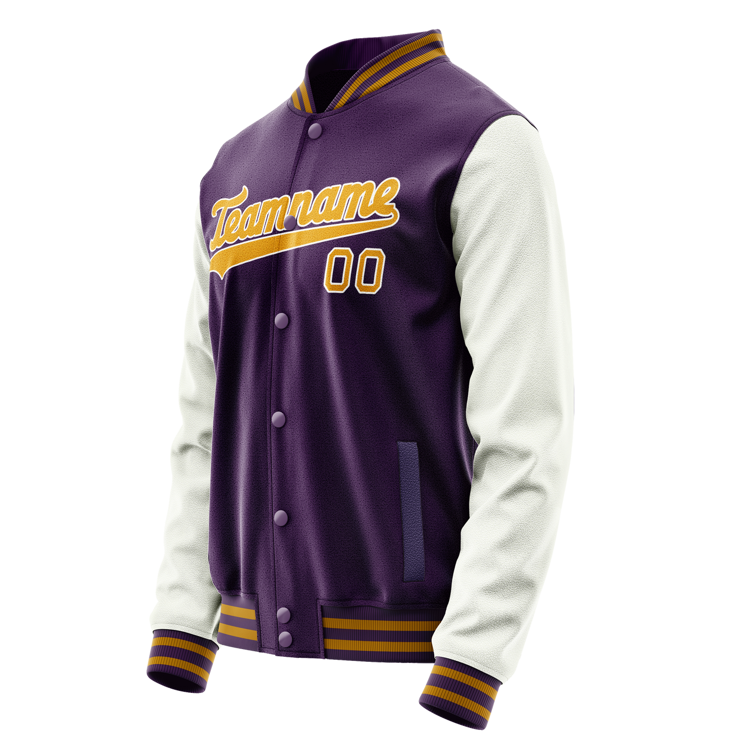 Custom Purple White Solid Color Varsity Letterman Jacket