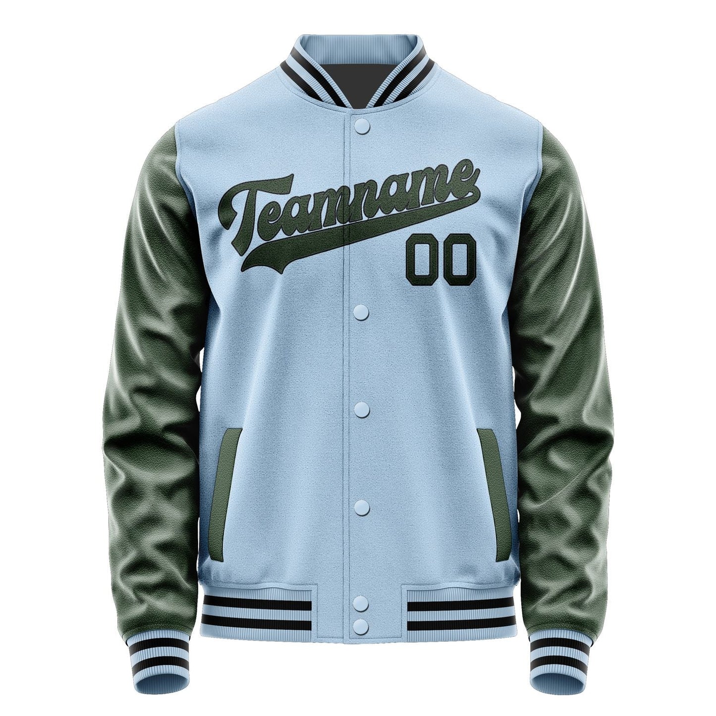 Custom Light Blue Dark Green Jacket JA0808060817B31706