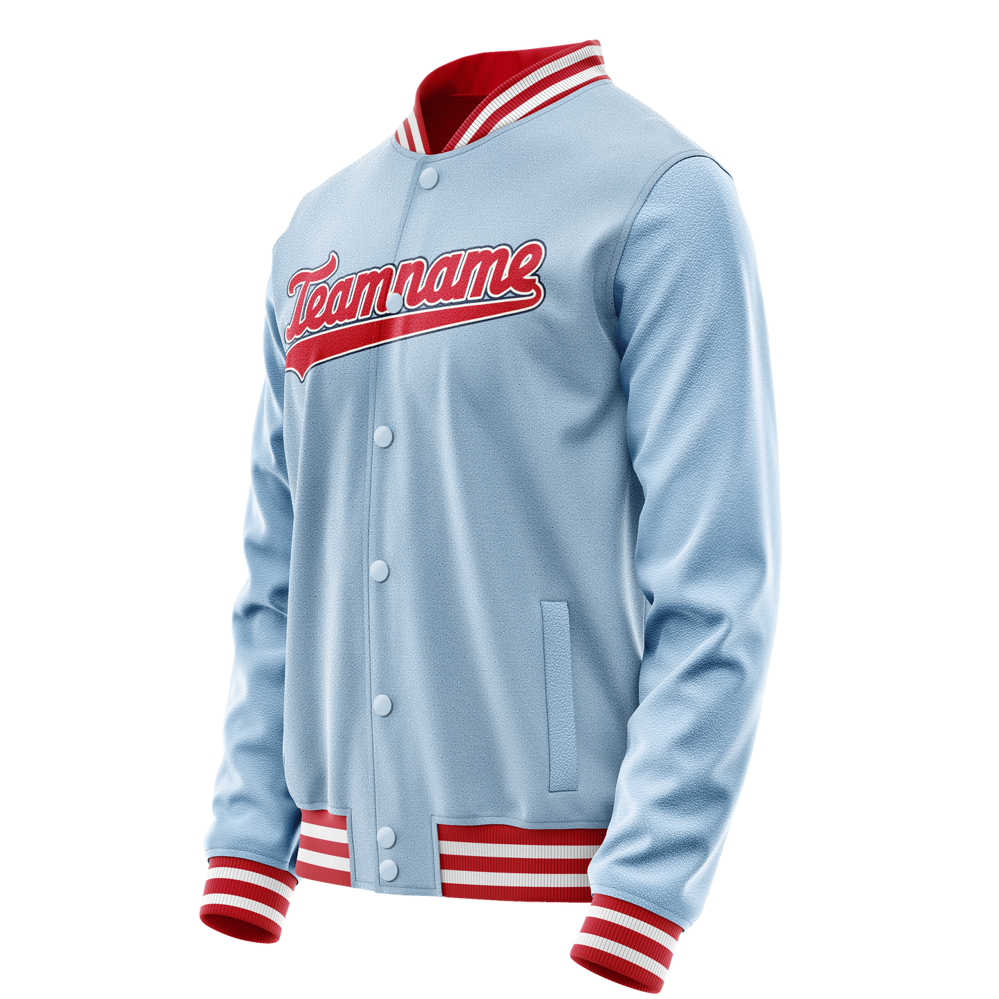 Custom Light-Blue Red Solid Color Varsity Letterman Jacket