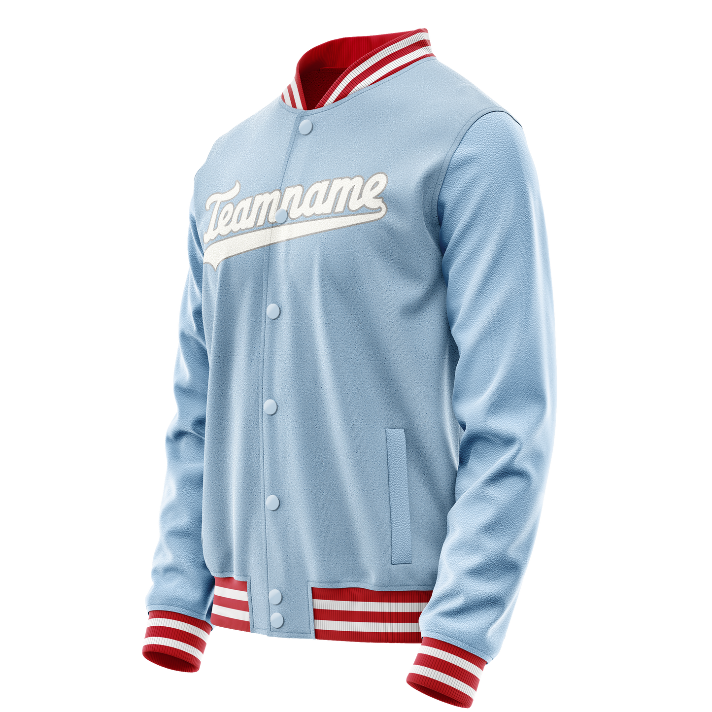 Custom Light-Blue White Solid Color Varsity Letterman Jacket