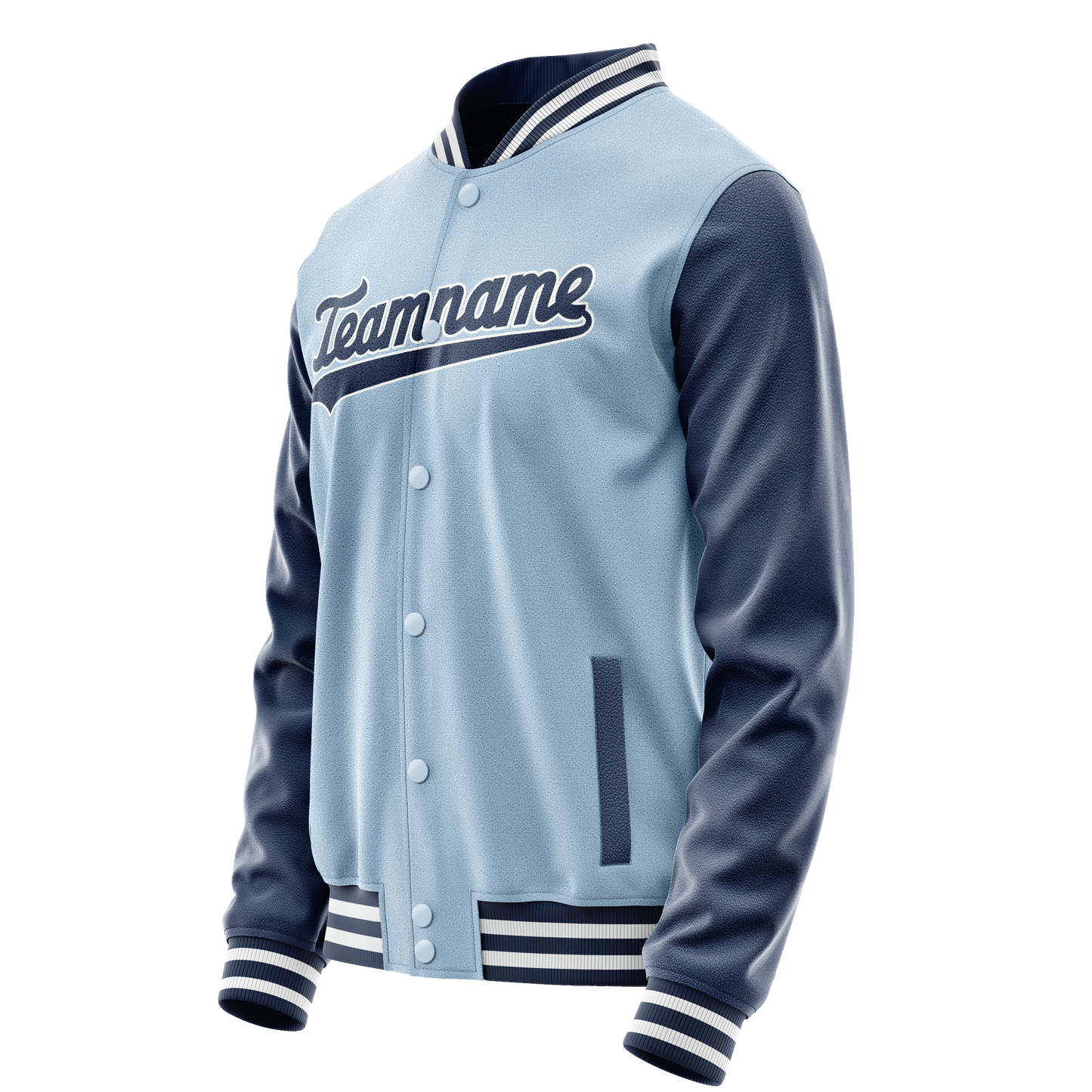 Custom Light-Blue Navy Solid Color Varsity Letterman Jacket