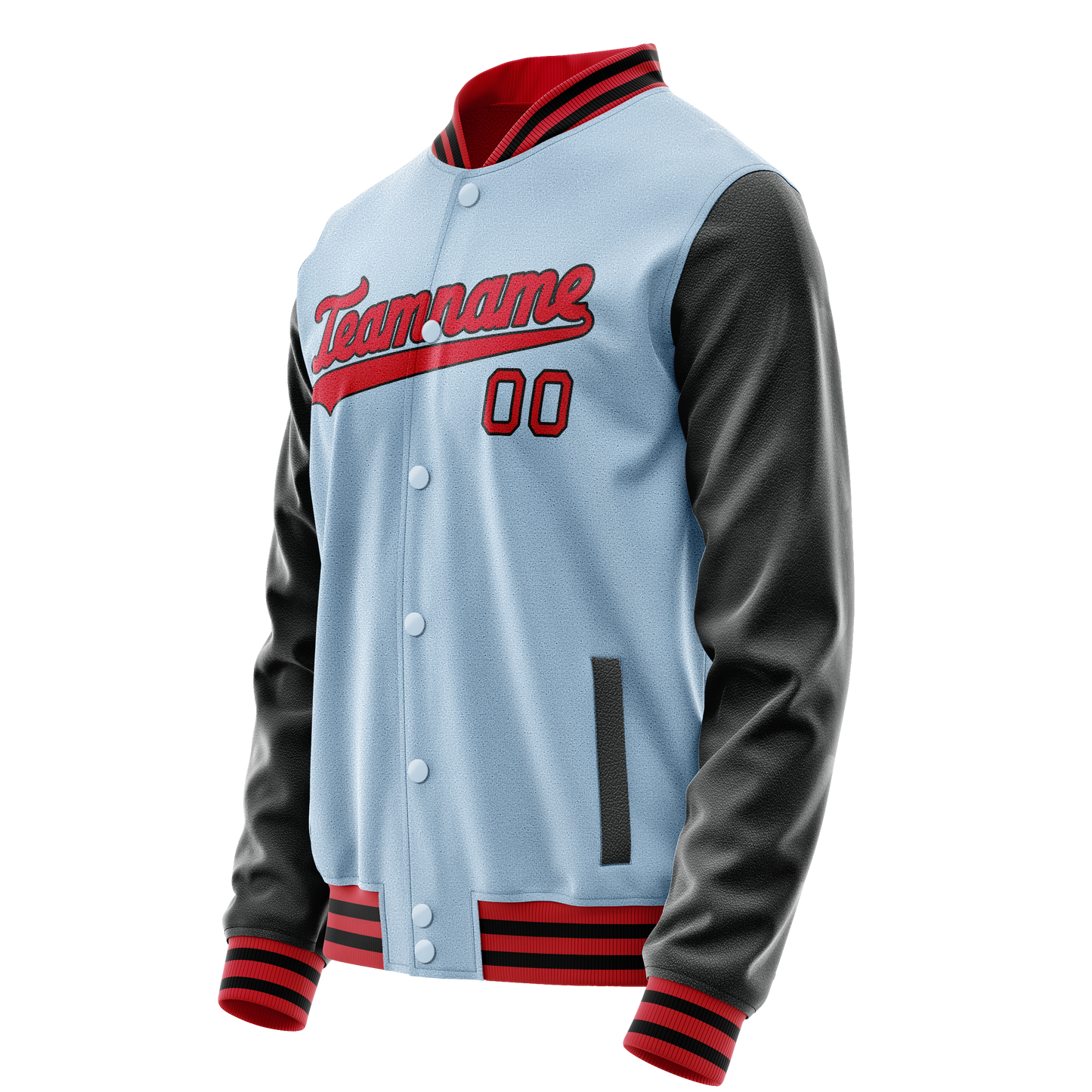 Custom Light-Blue Crimson Solid Color Varsity Letterman Jacket