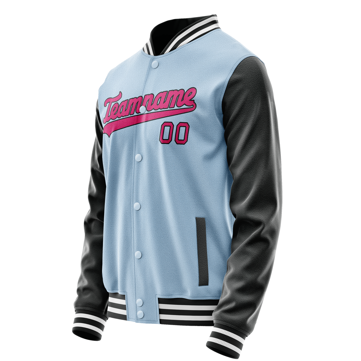 Custom Light-Blue Pink Solid Color Varsity Letterman Jacket
