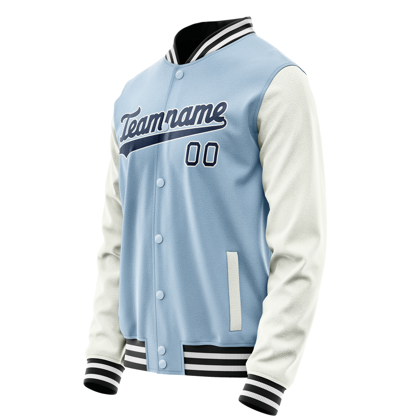 Custom Light-Blue Navy Solid Color Varsity Letterman Jacket