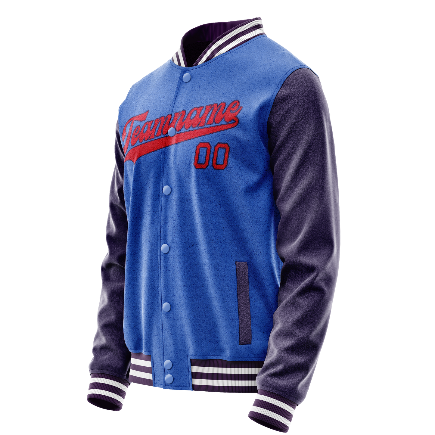 Custom Electric-Blue Purple Solid Color Varsity Letterman Jacket