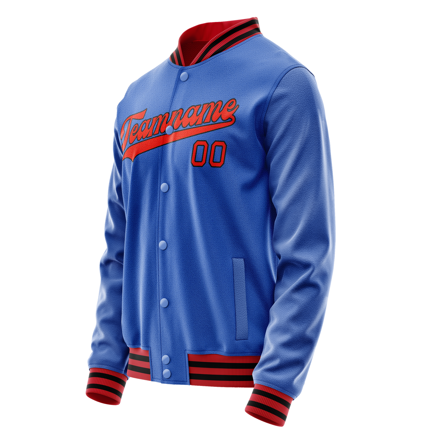Custom Electric-Blue Orange Solid Color Varsity Letterman Jacket