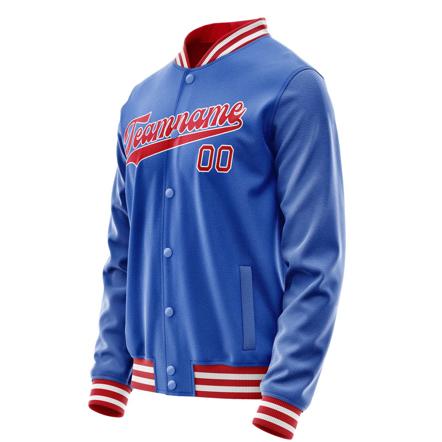 Custom Electric-Blue Crimson Solid Color Varsity Letterman Jacket