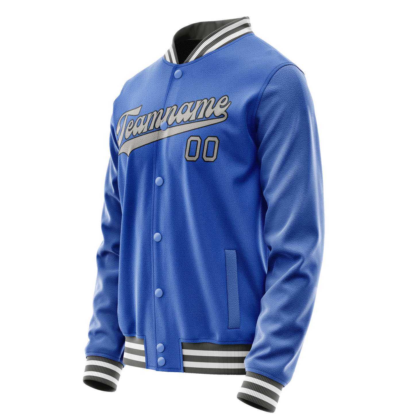 Custom Electric-Blue Gray Solid Color Varsity Letterman Jacket